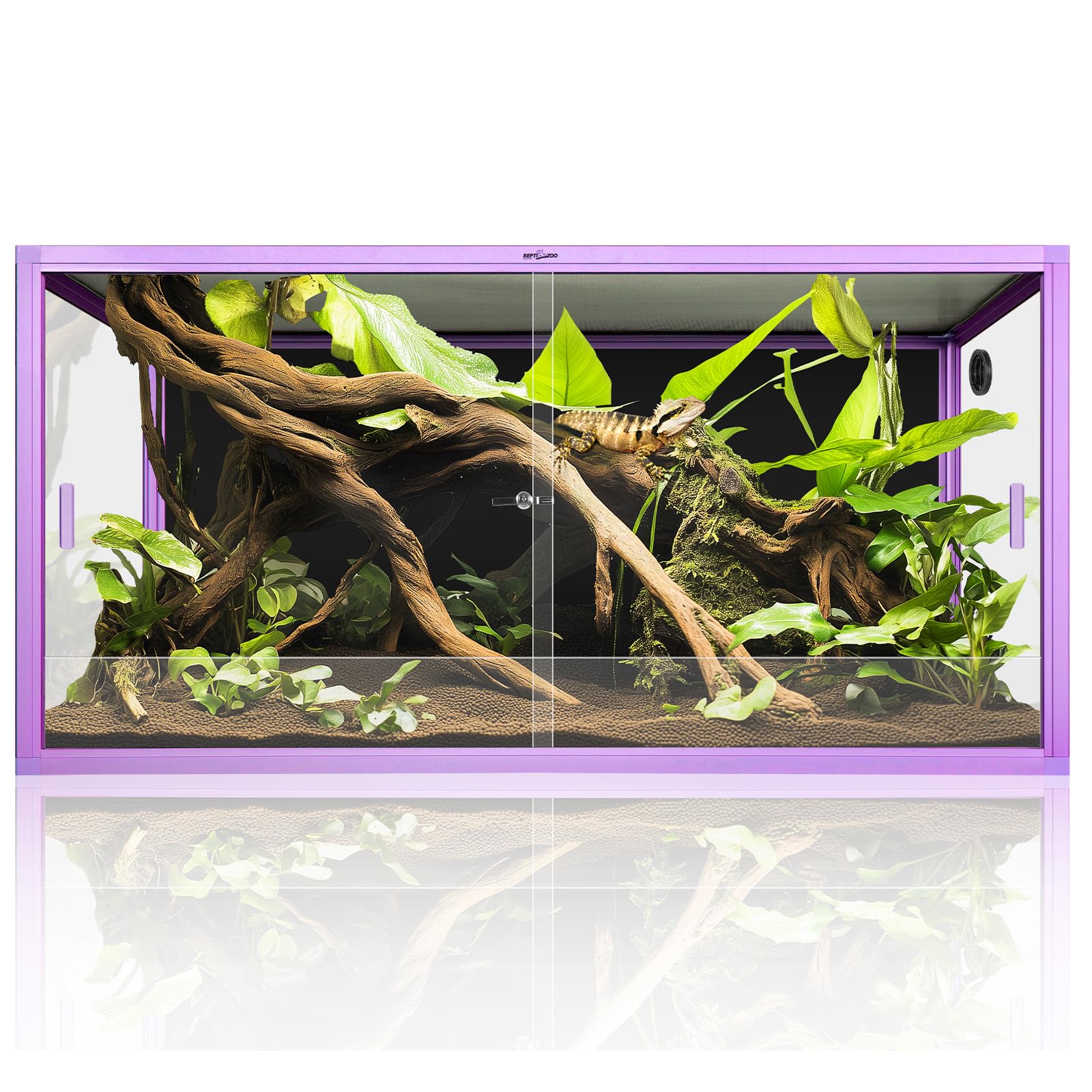 REPTI ZOO 120 gallon front view purple terrarium for spacious habitat