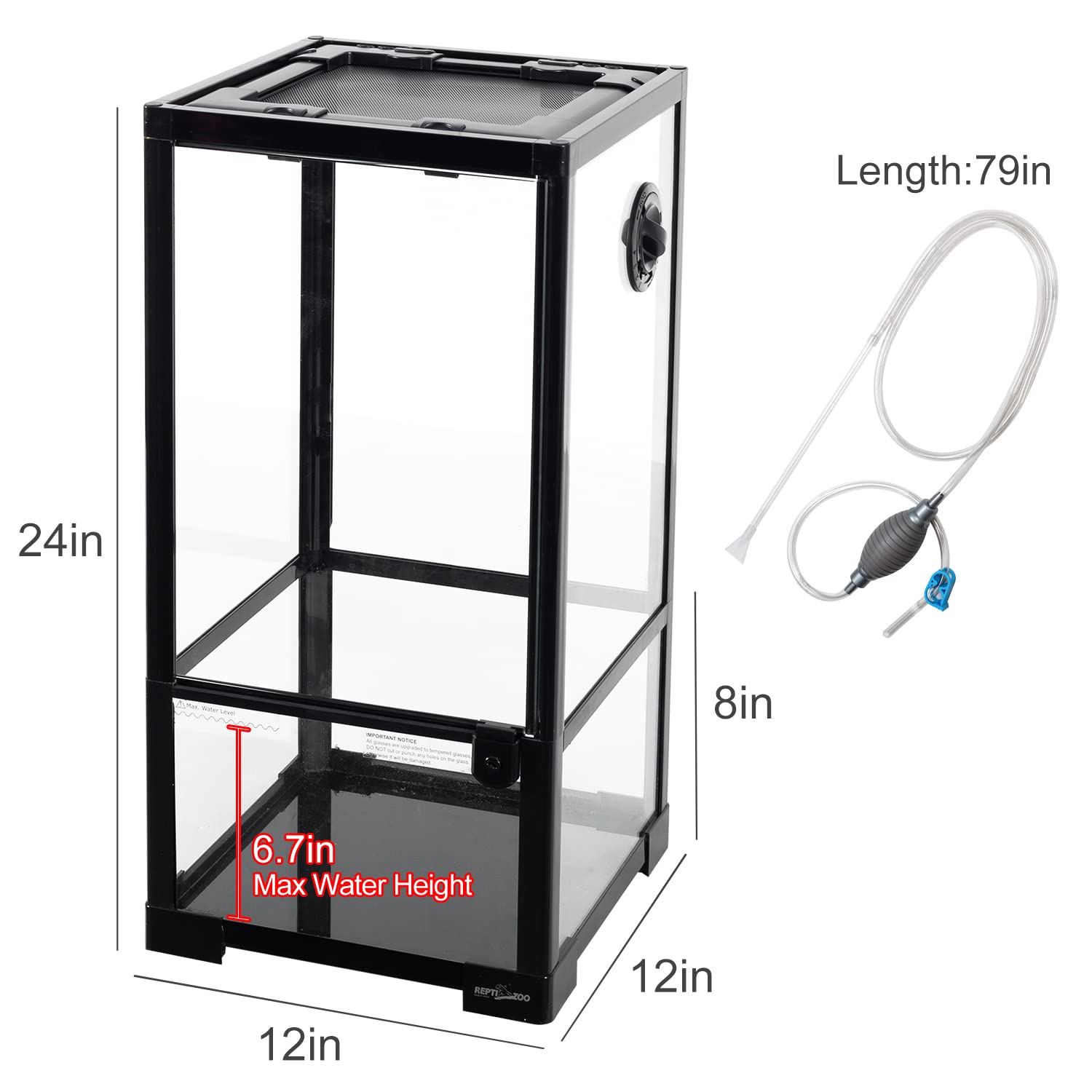 REPTIZOO 15 Gal terrarium side view highlighting compact footprint