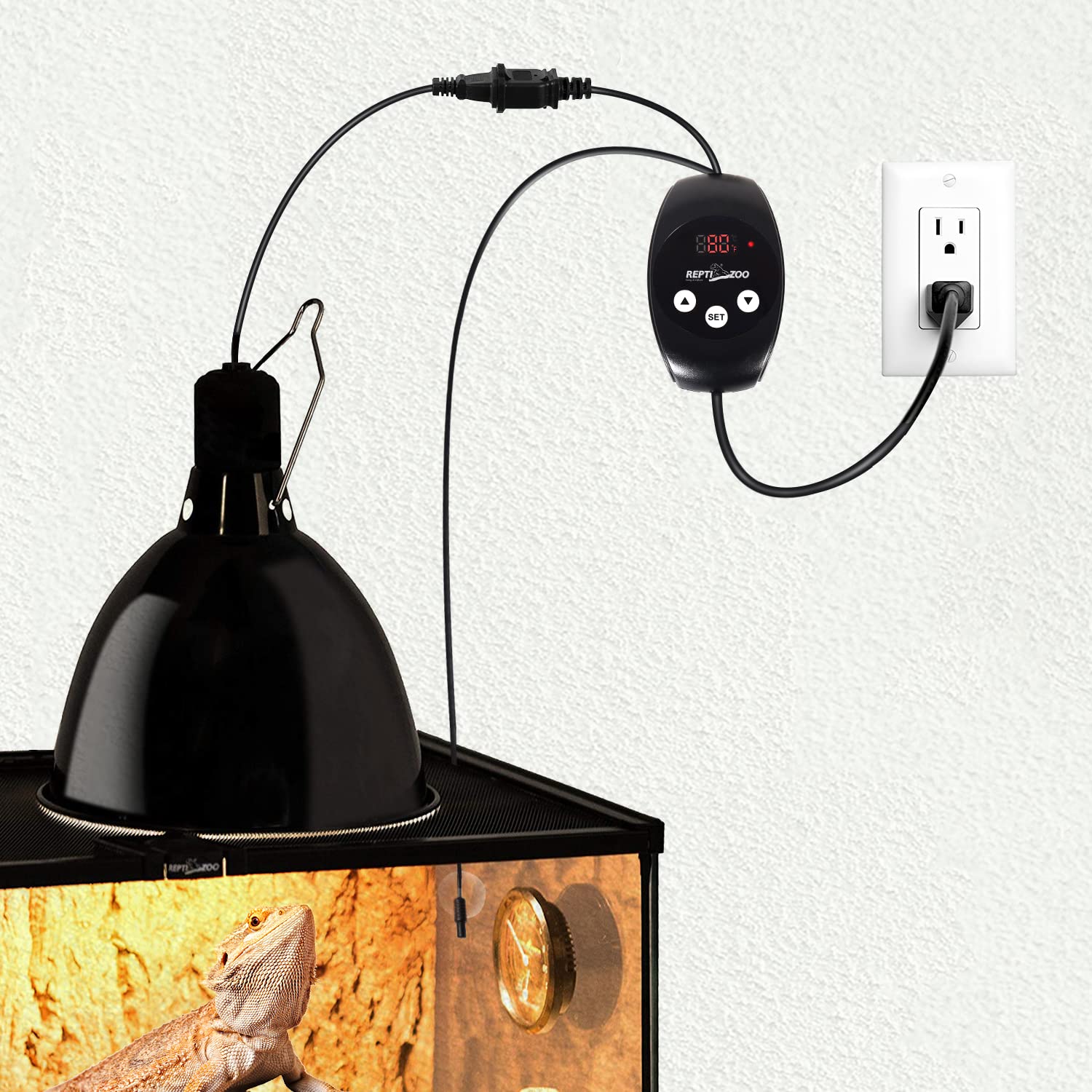 REPTIZOO 300W load capacity illustrating compatibility with heat sources