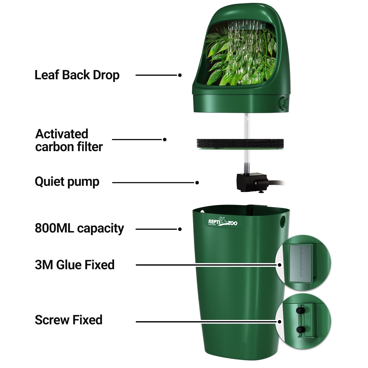 REPTIZOO ABS material easy to clean and durable for long term use