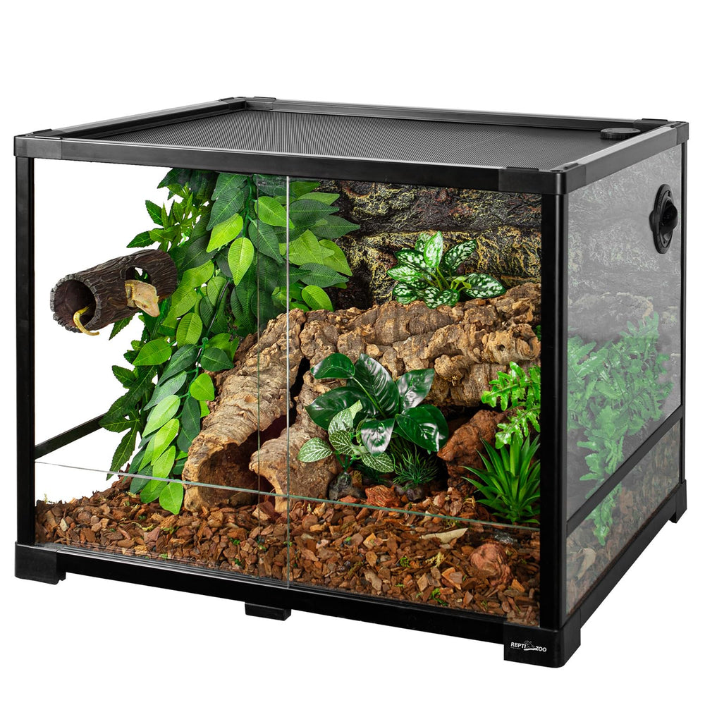 REPTIZOO climbing toy and hide encourages exploration and activity for reptiles.