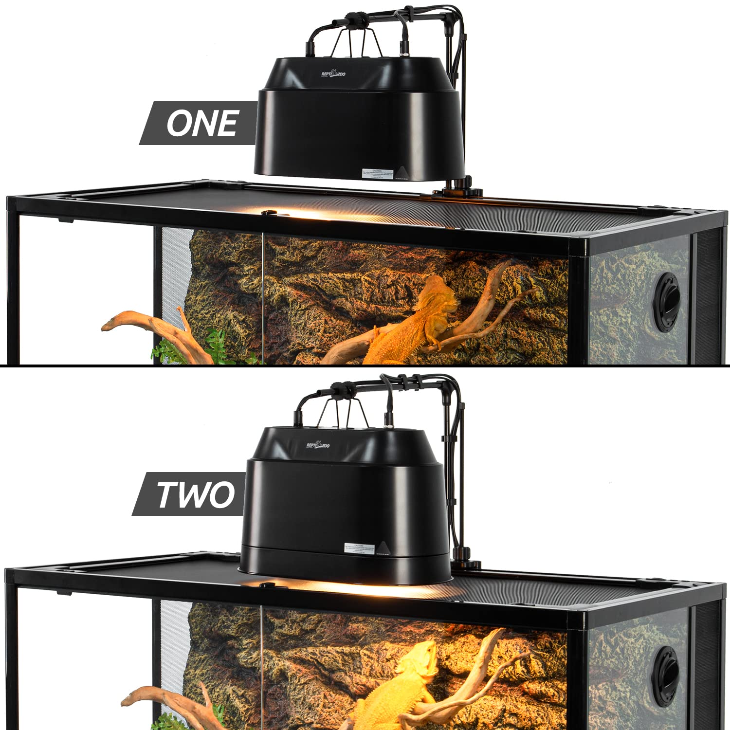 REPTI ZOO Dual Reptile Light Fixture hanging hook and 74-inch cable for setup flexibility