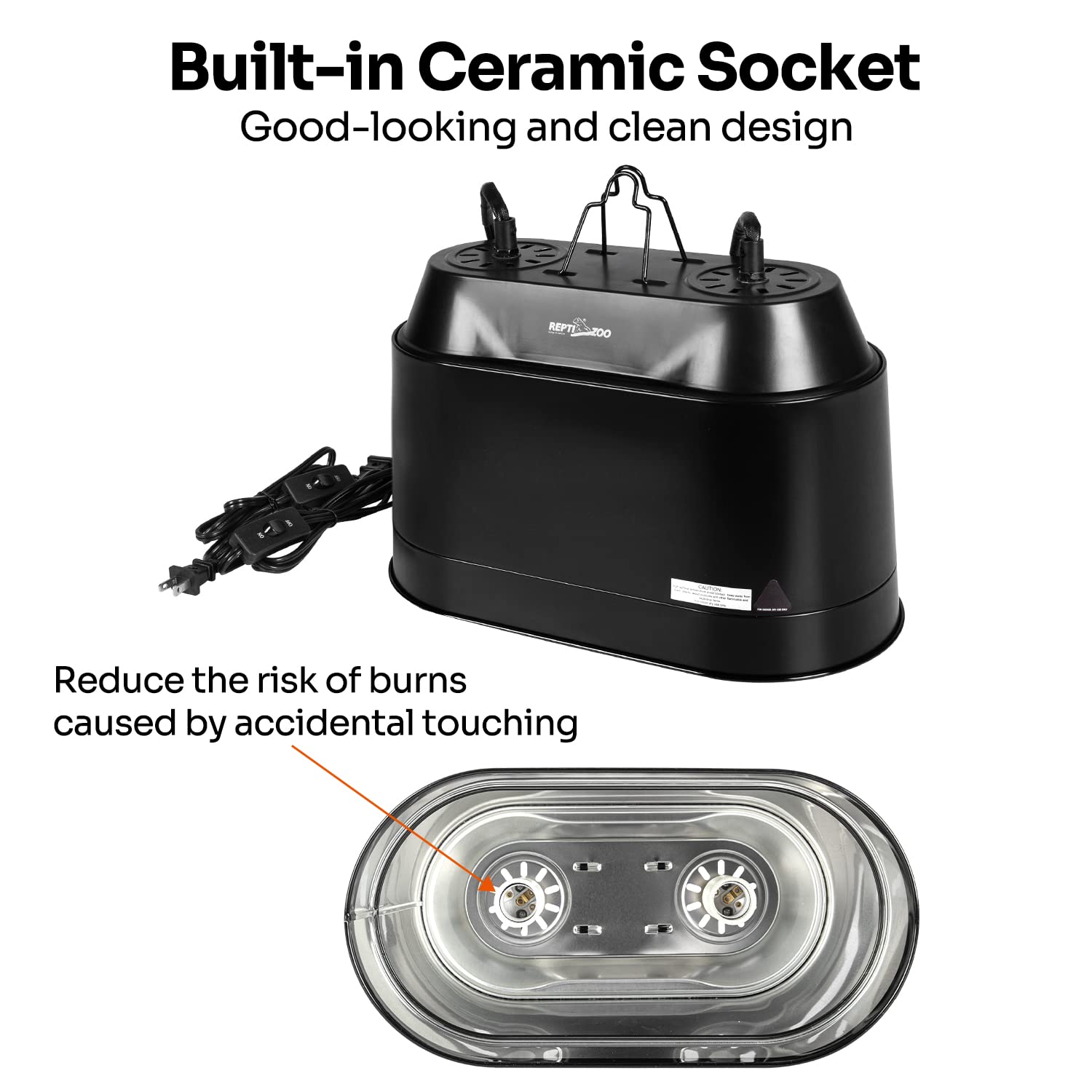 REPTI ZOO Dual Reptile Light Fixture independent switches enabling precise control