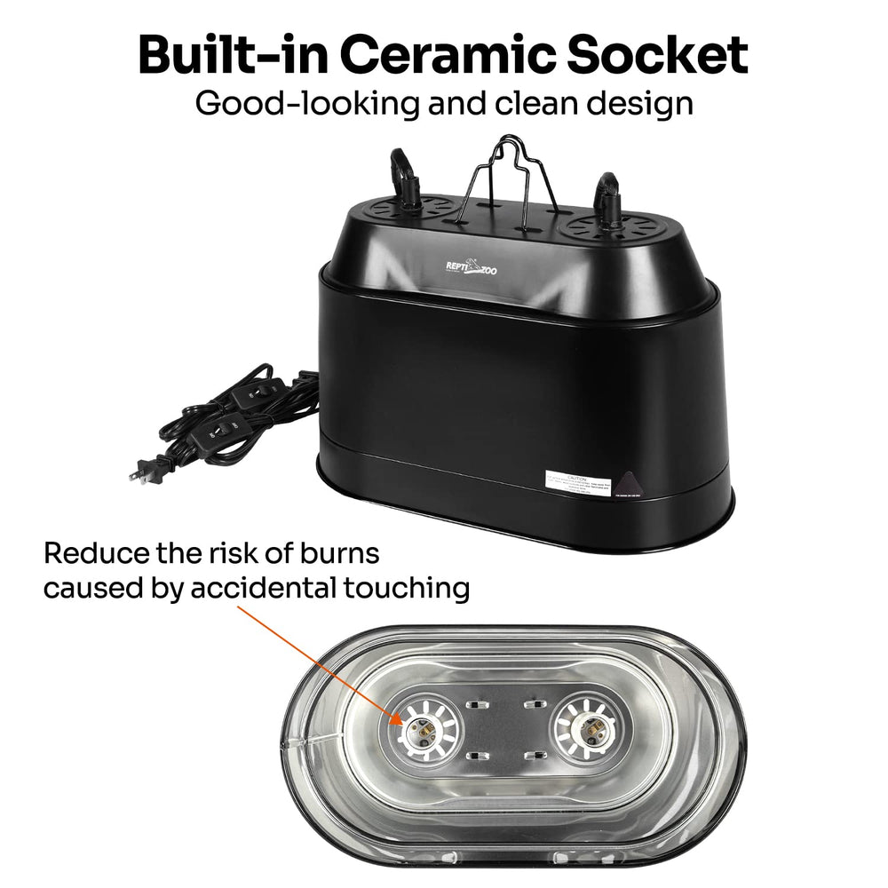 REPTI ZOO Dual Reptile Light Fixture independent switches enabling precise control