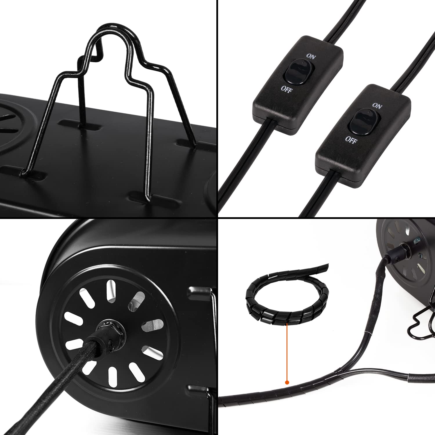 REPTI ZOO Dual Reptile Light Fixture top ventilation holes for heat management