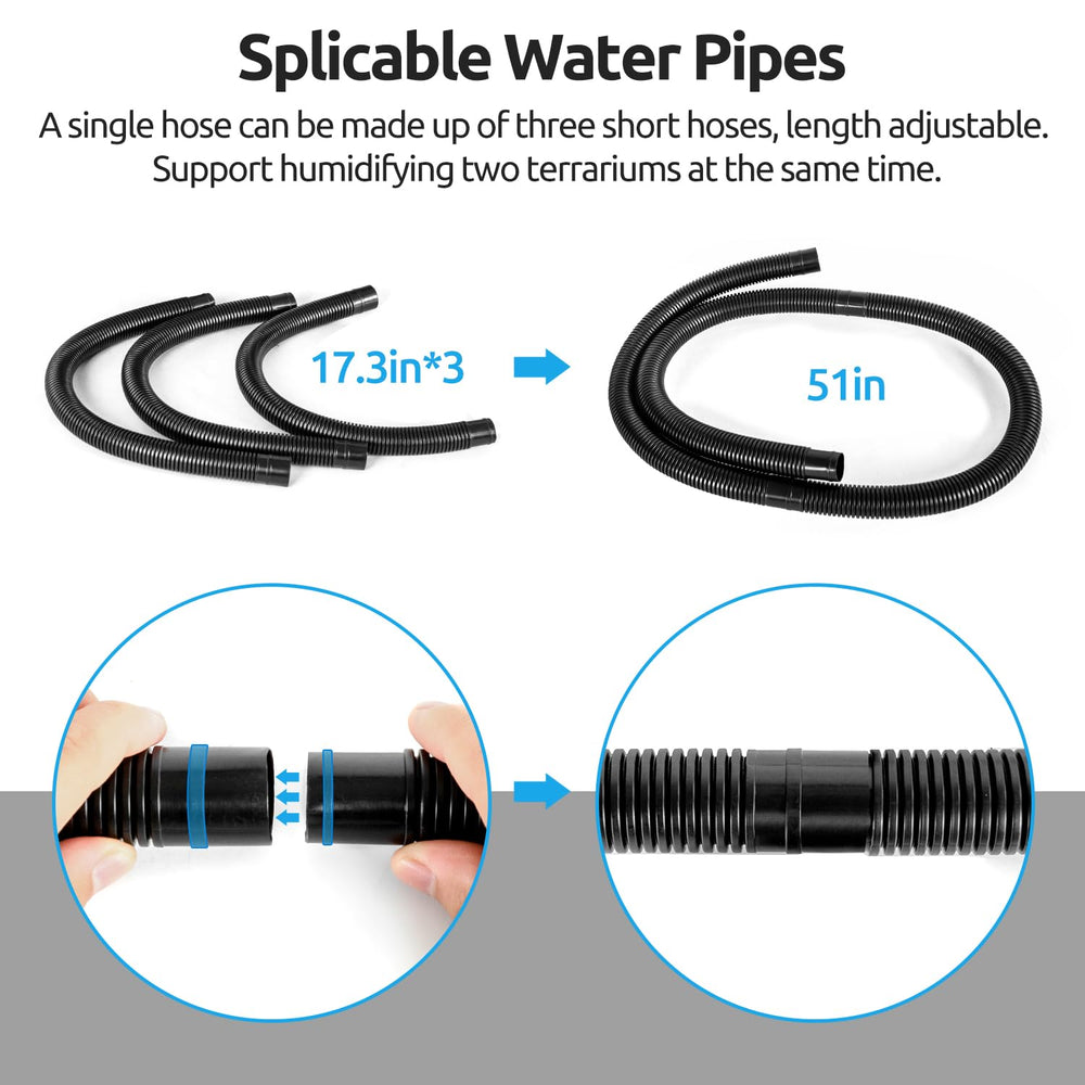 REPTIZOO extension tubes show white and black lengths for customizable setups.