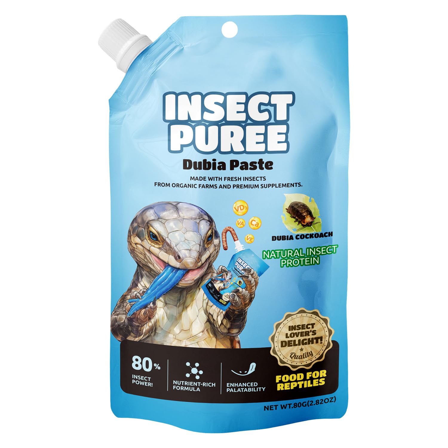 REPTIZOO FRIENDLY crested gecko paste jar for convenient, protein-rich reptile nutrition during feeding.