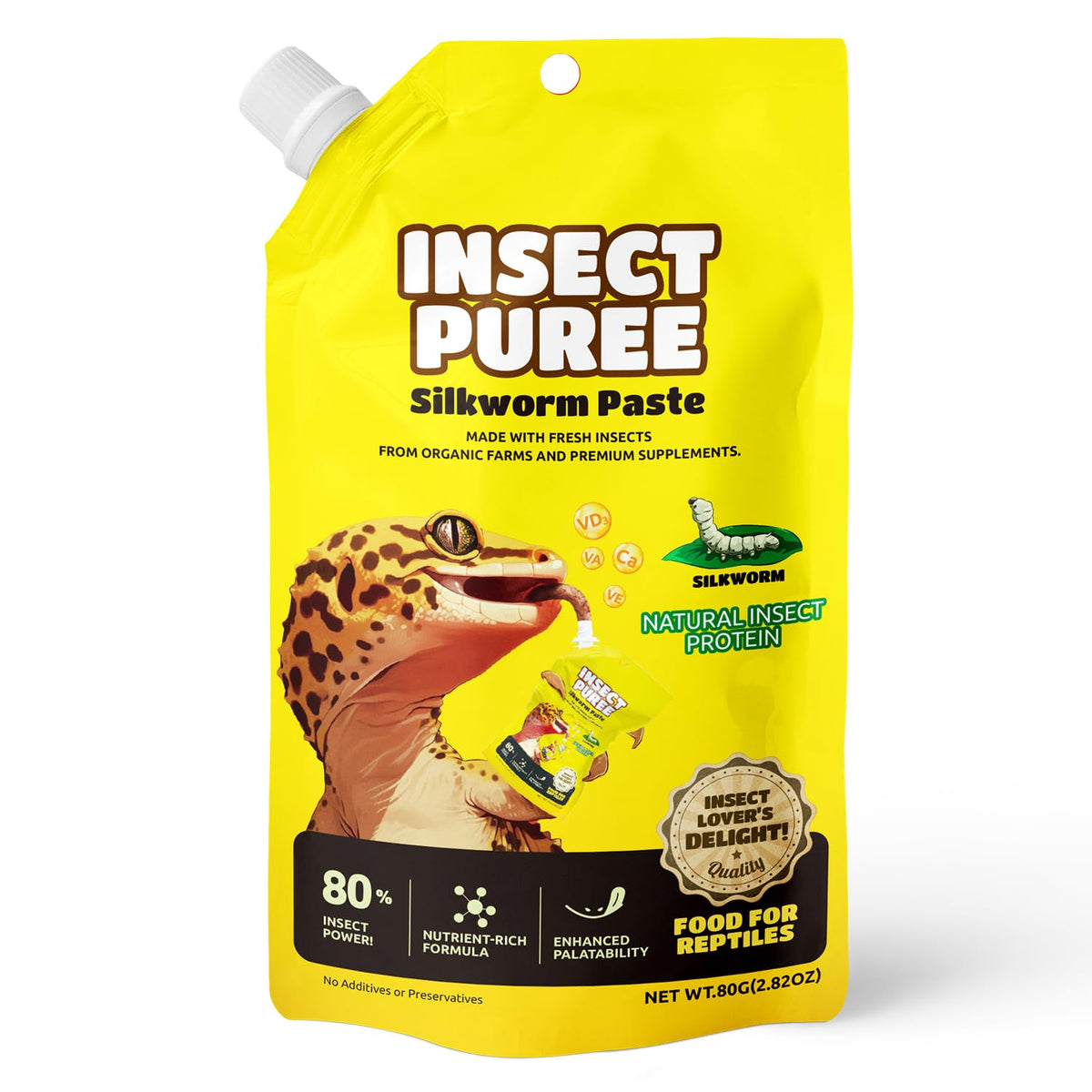 REPTIZOO FRIENDLY Gecko Food Insect Puree bottle pour showcases easy portioning for species feeding at snack time