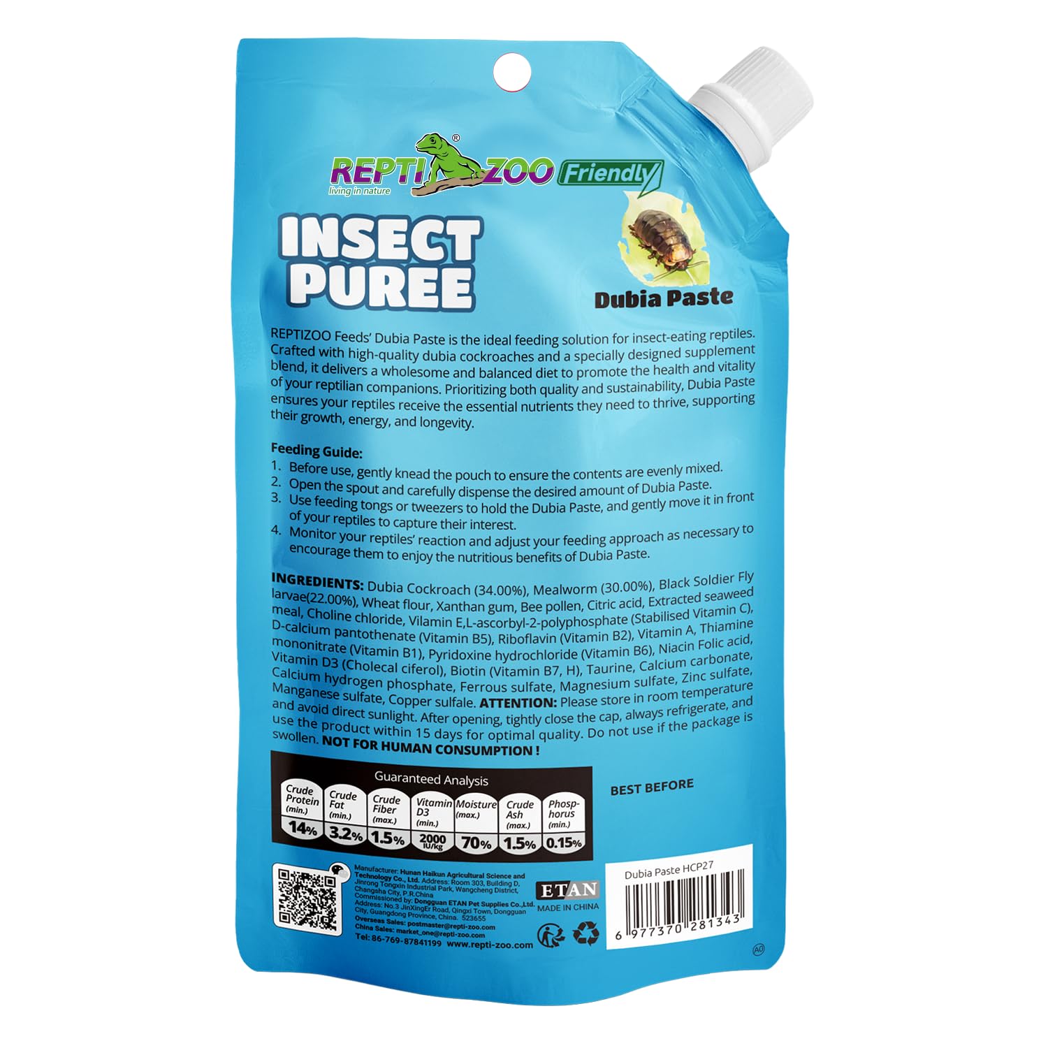 REPTIZOO FRIENDLY portion-control feeding helps avoid leftovers.