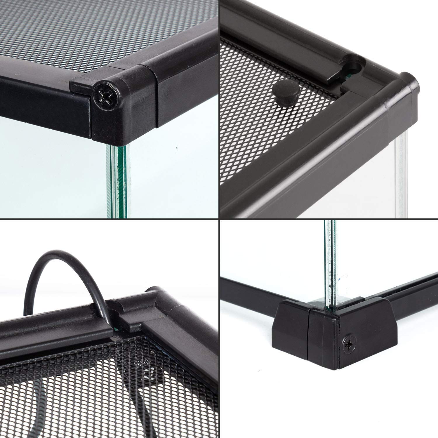 REPTI ZOO full-view tempered glass tank highlights 360° observation.