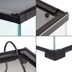 REPTI ZOO full-view tempered glass tank highlights 360° observation.