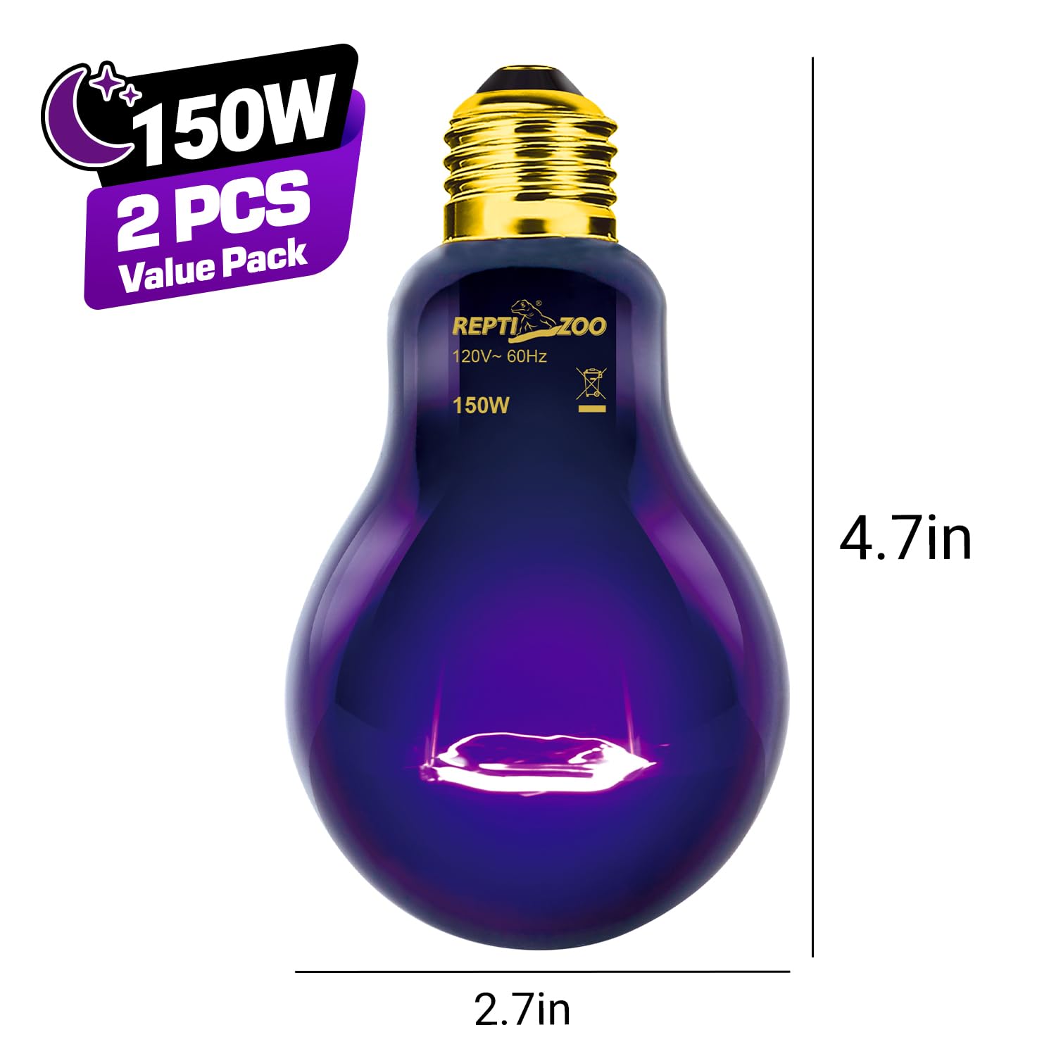 REPTIZOO moonlight infrared heat bulb providing gentle nocturnal warmth
