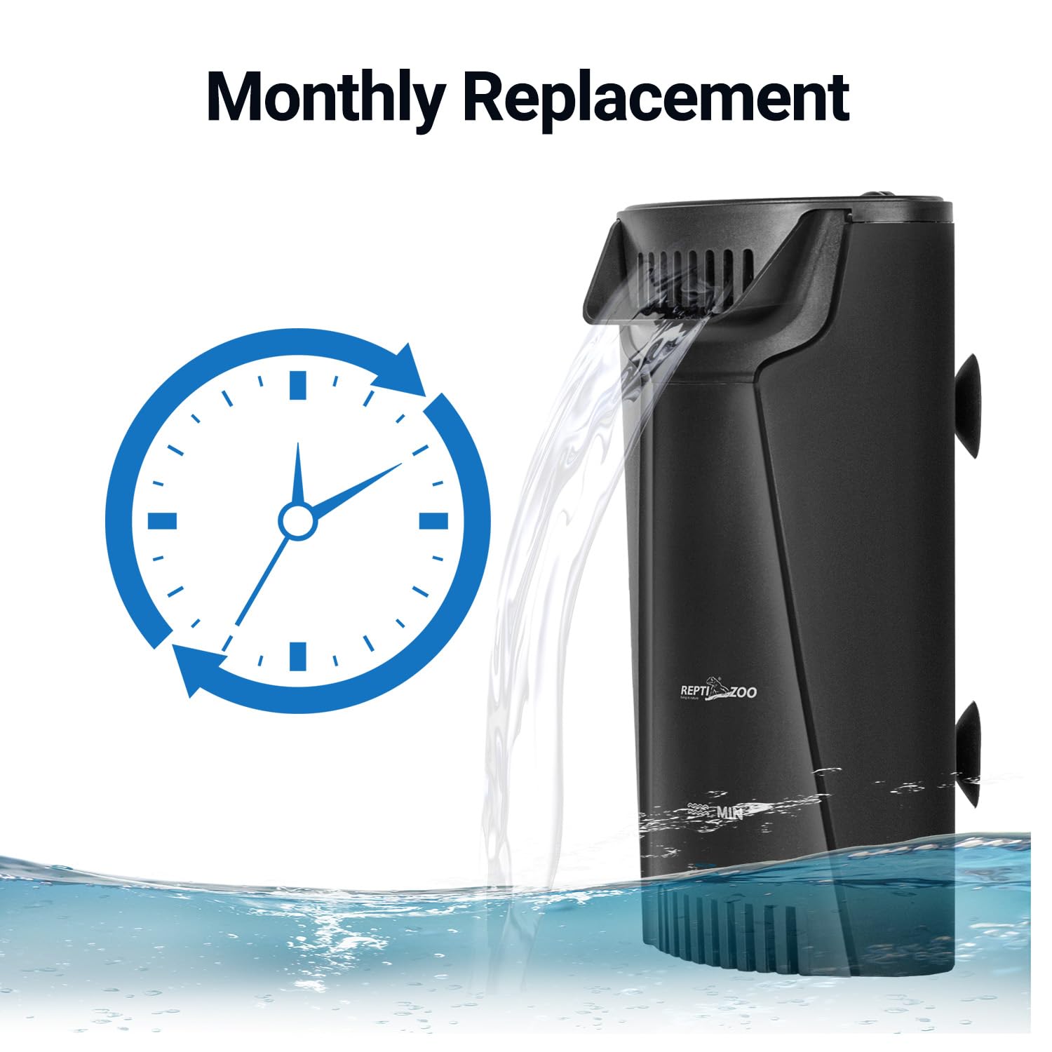 REPTIZOO GLB08 compatible cartridge maintaining consistent water circulation.