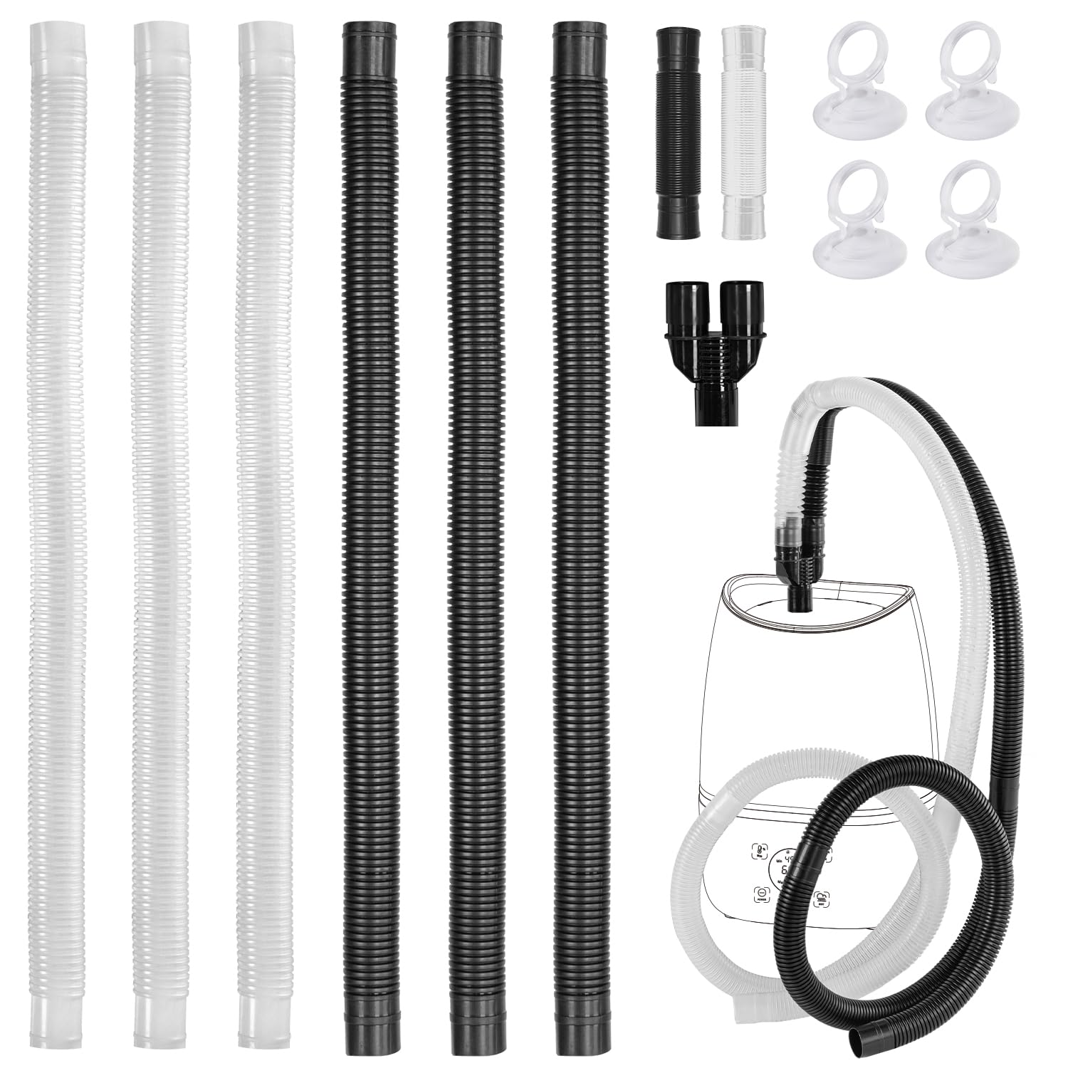 REPTIZOO reptile fogger extension tube with 2-in-1 joint for dual terrarium humidification.