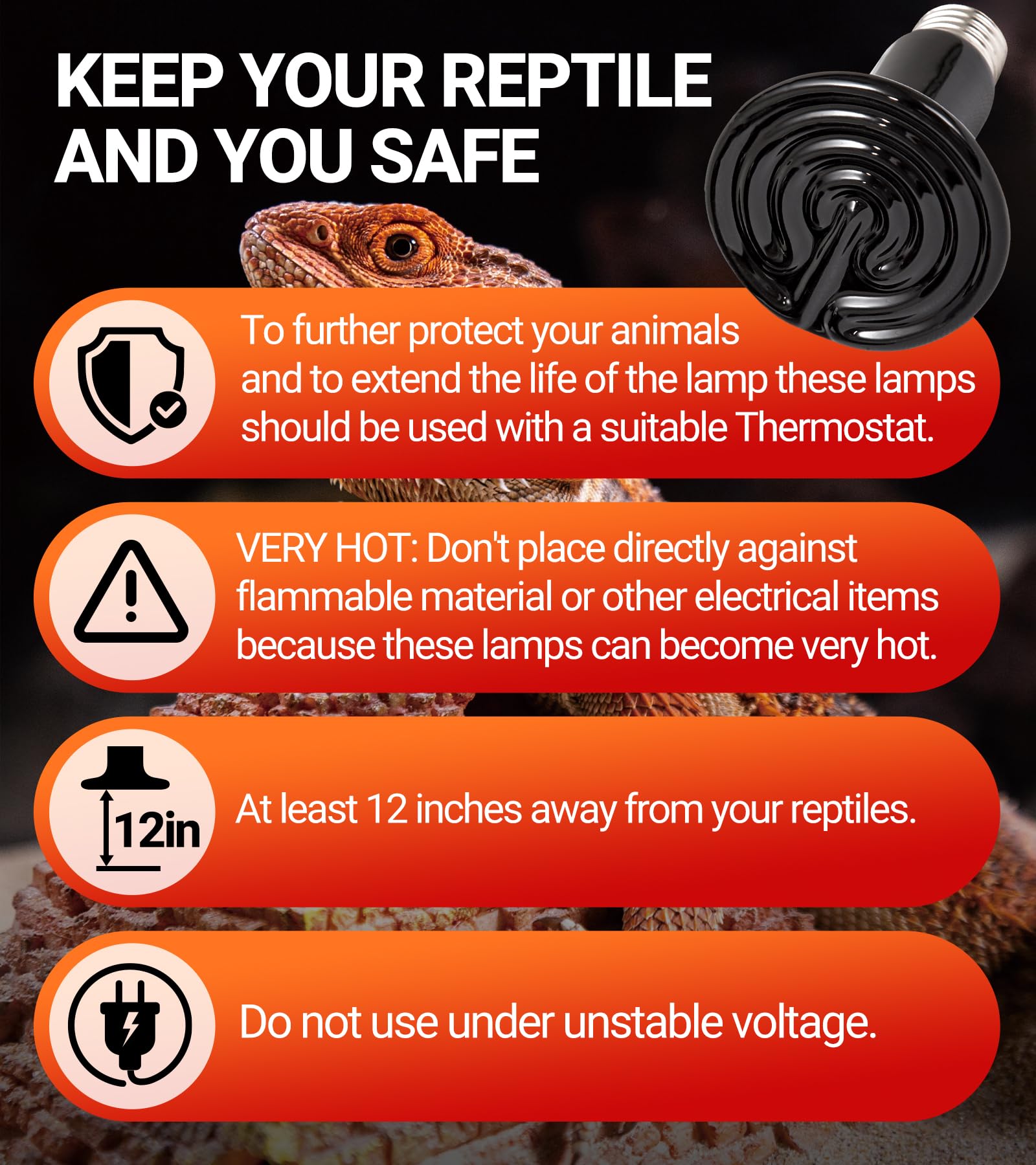 REPTI ZOO emisor compatible con zócalo E26, instalación rápida