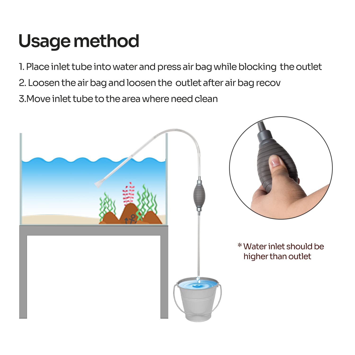 REPTIZOO 2-in-1 siphon cleaner set ready for water changes and cleaning