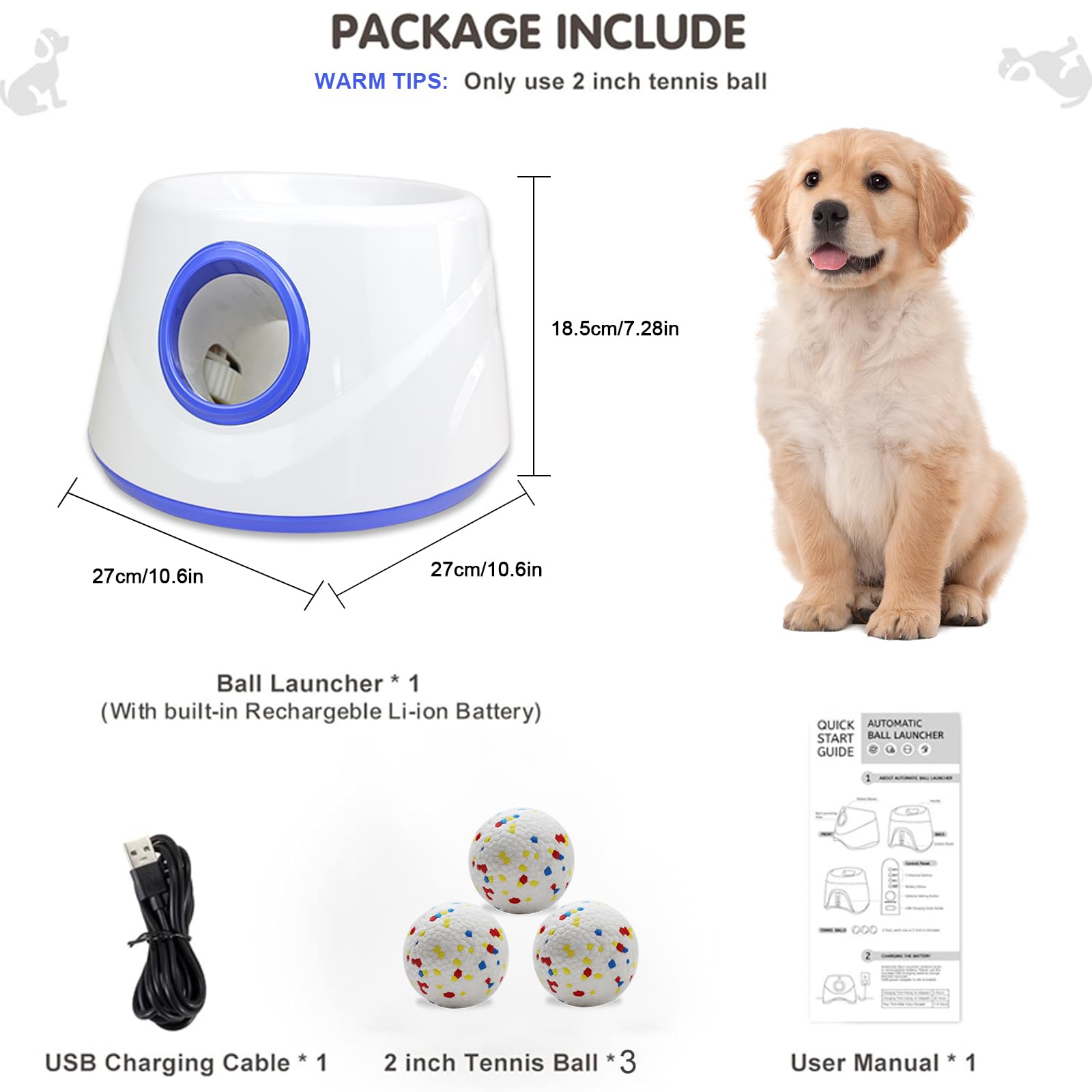 RERBIO Dog Ball Launcher with adjustable-distance controls for flexible play.