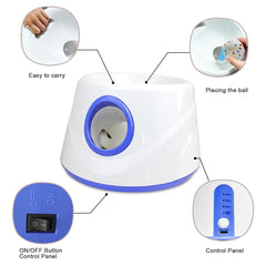 RERBIO Dog Ball Launcher shows three balls included for continuous play.