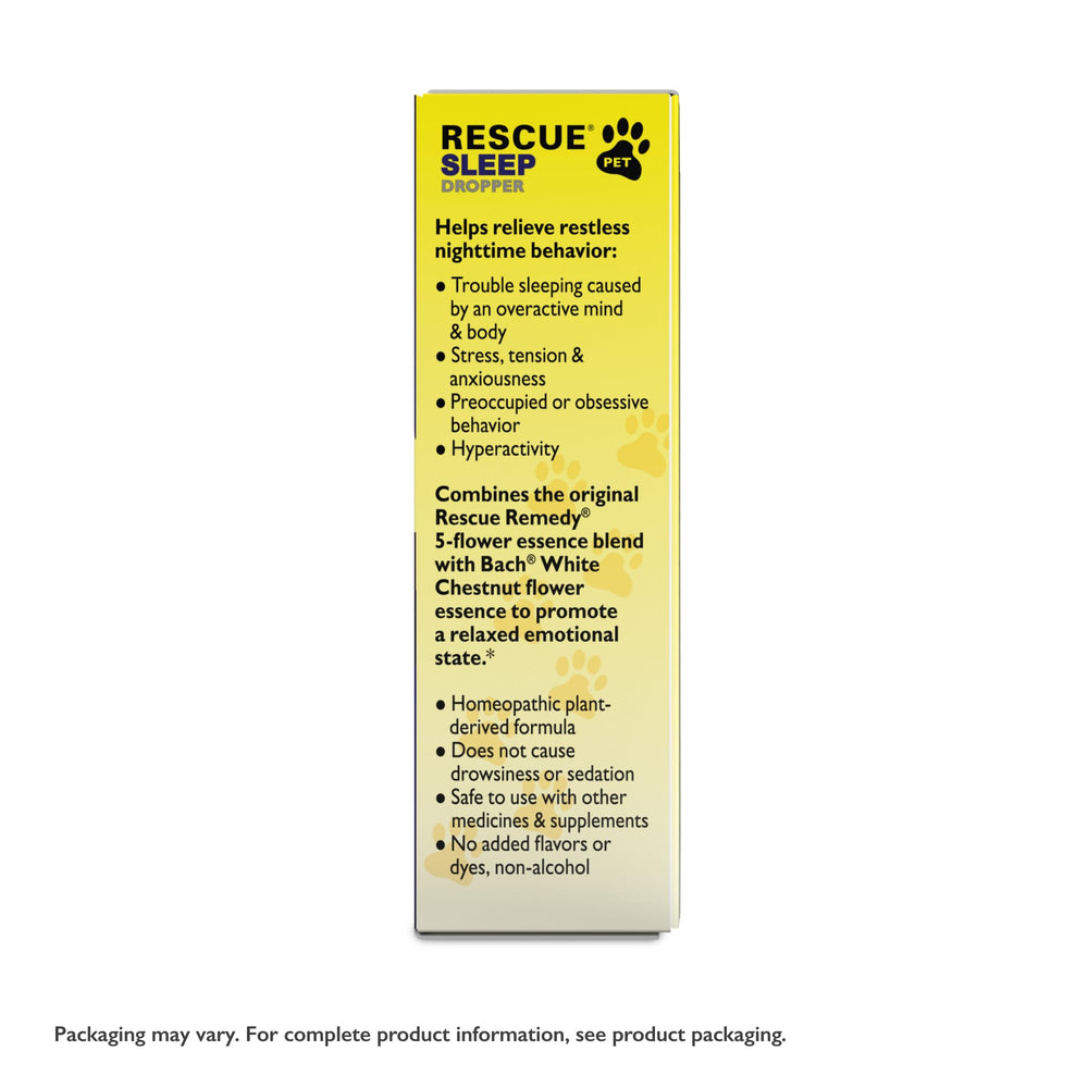 RESCUE Pet Sleep Dropper in hand shows easy-to-use liquid dosing