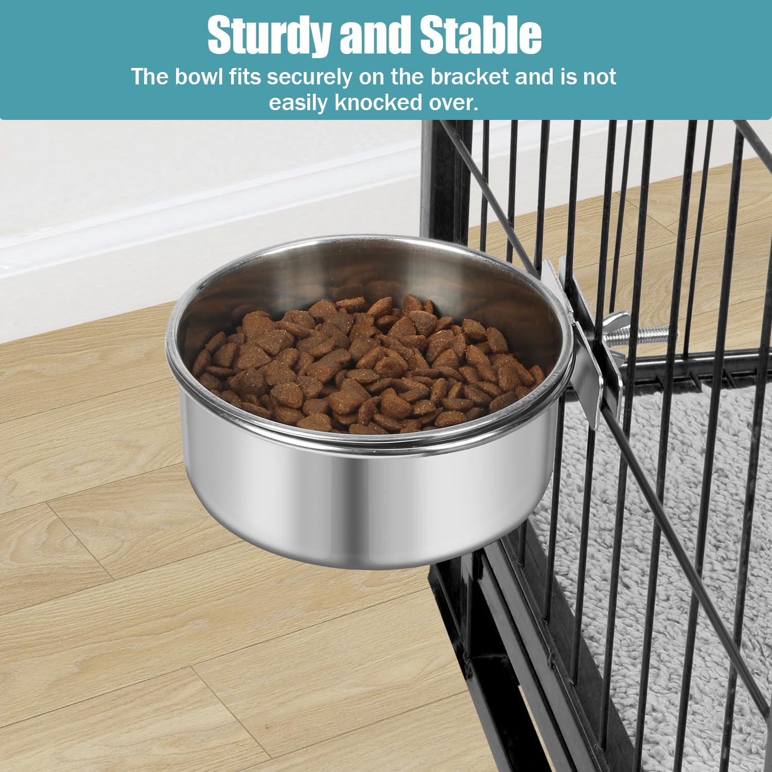 Reshiho cage-mount bracket closeup demonstrates secure, spill-free feeding.