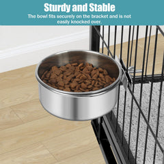 Reshiho cage-mount bracket closeup demonstrates secure, spill-free feeding.