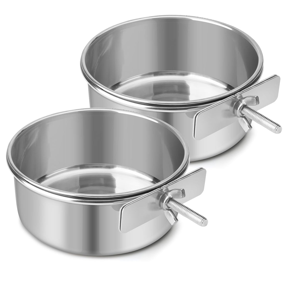 Reshiho stainless steel dog bowl with hanging clip for spill-free feeding.