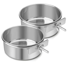 Reshiho stainless steel dog bowl with hanging clip for spill-free feeding.