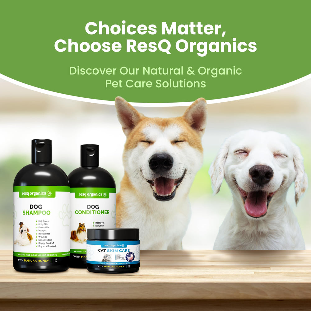 ResQ Organics all-pets-skin-care is suitable for puppies, cats, and horses.