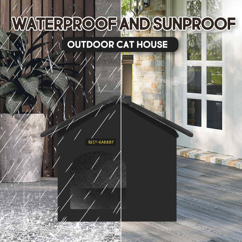 Rest-Eazzzy cat house canopy attachment demonstrates quick, tool-free setup