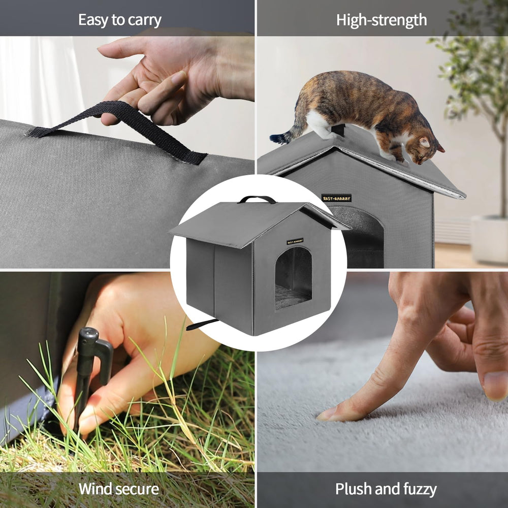 Rest-Eazzzy cat house carry handle enables easy relocation to sunny or sheltered spots