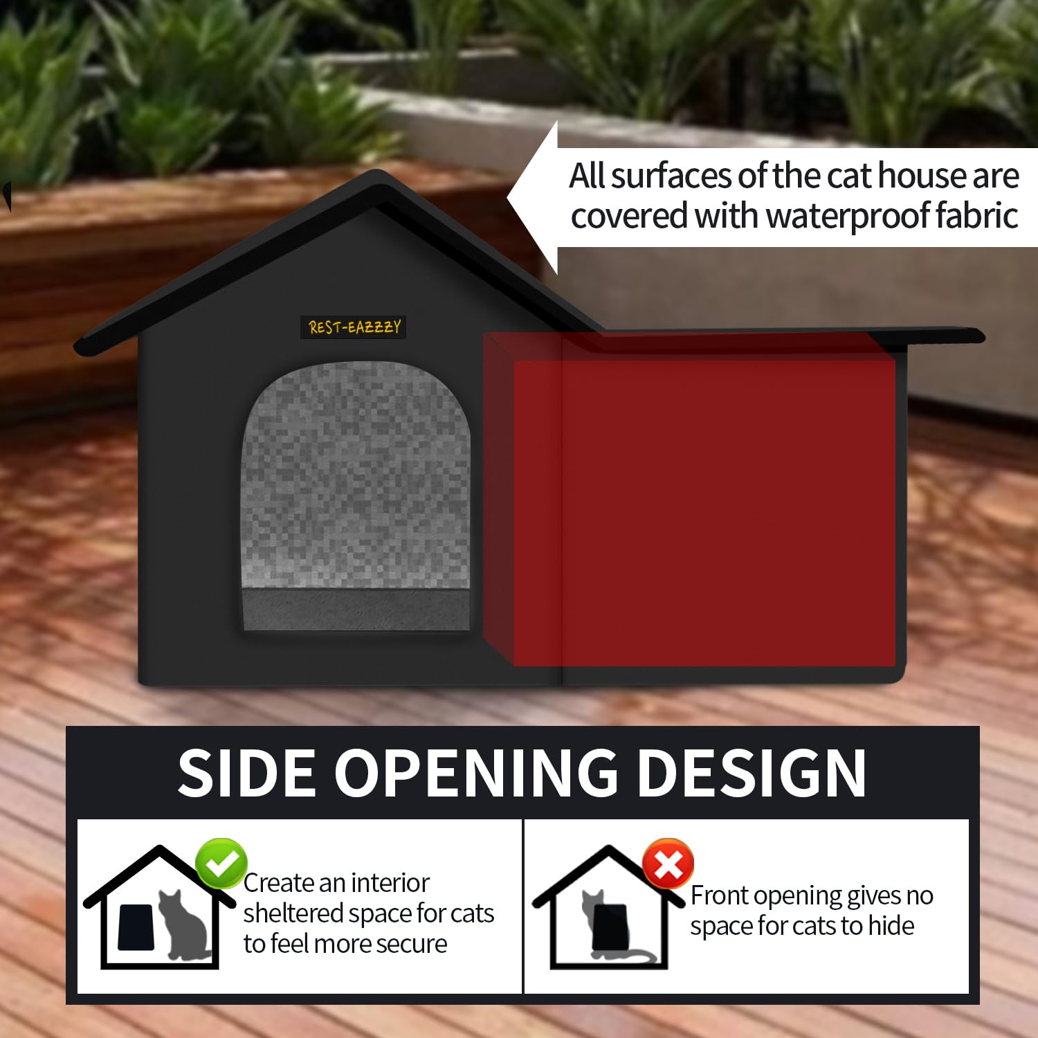 Rest-Eazzzy cat house easy-assembly Velcro connection—tool-free setup