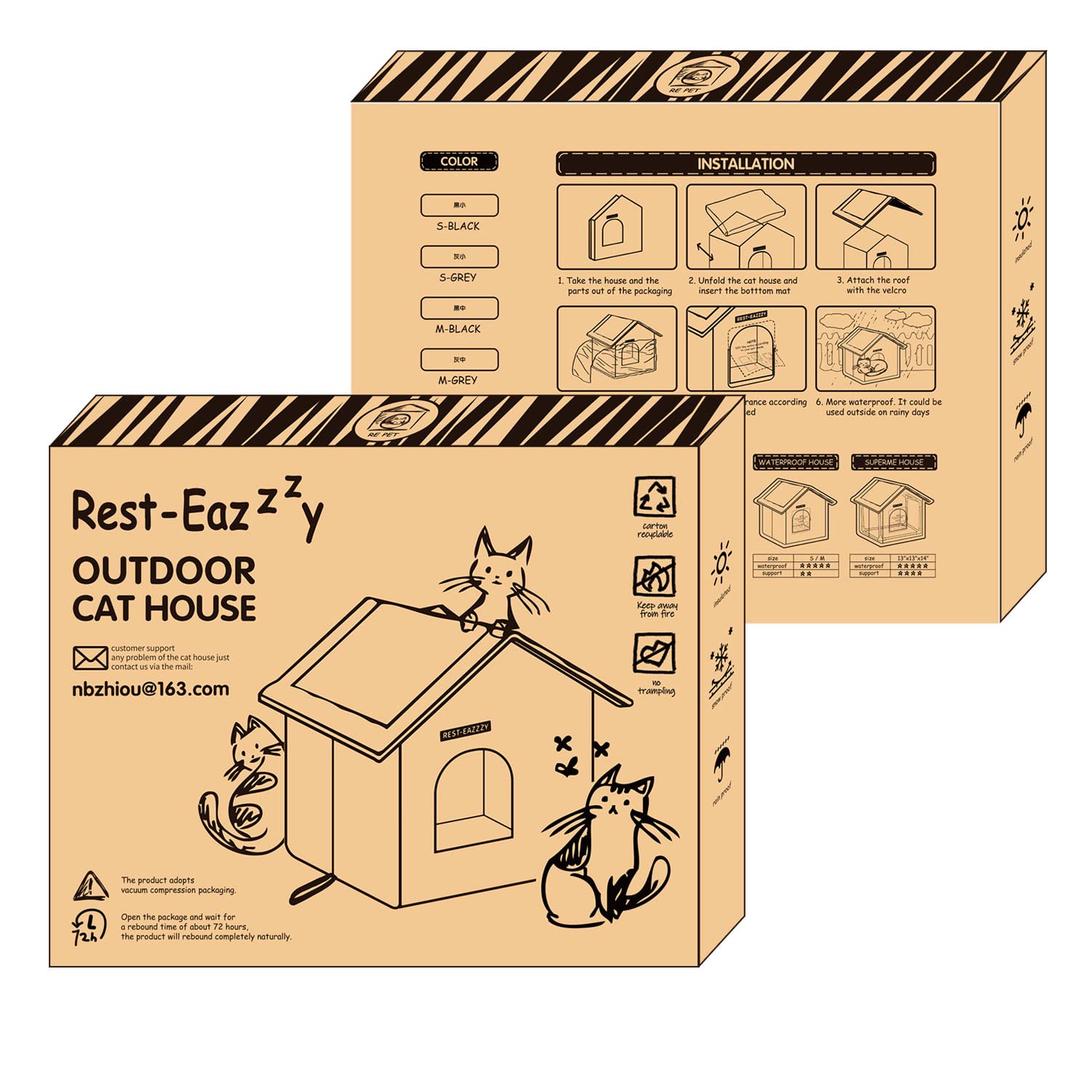 Rest-Eazzzy cat house entering view invites neighborhood cats to explore