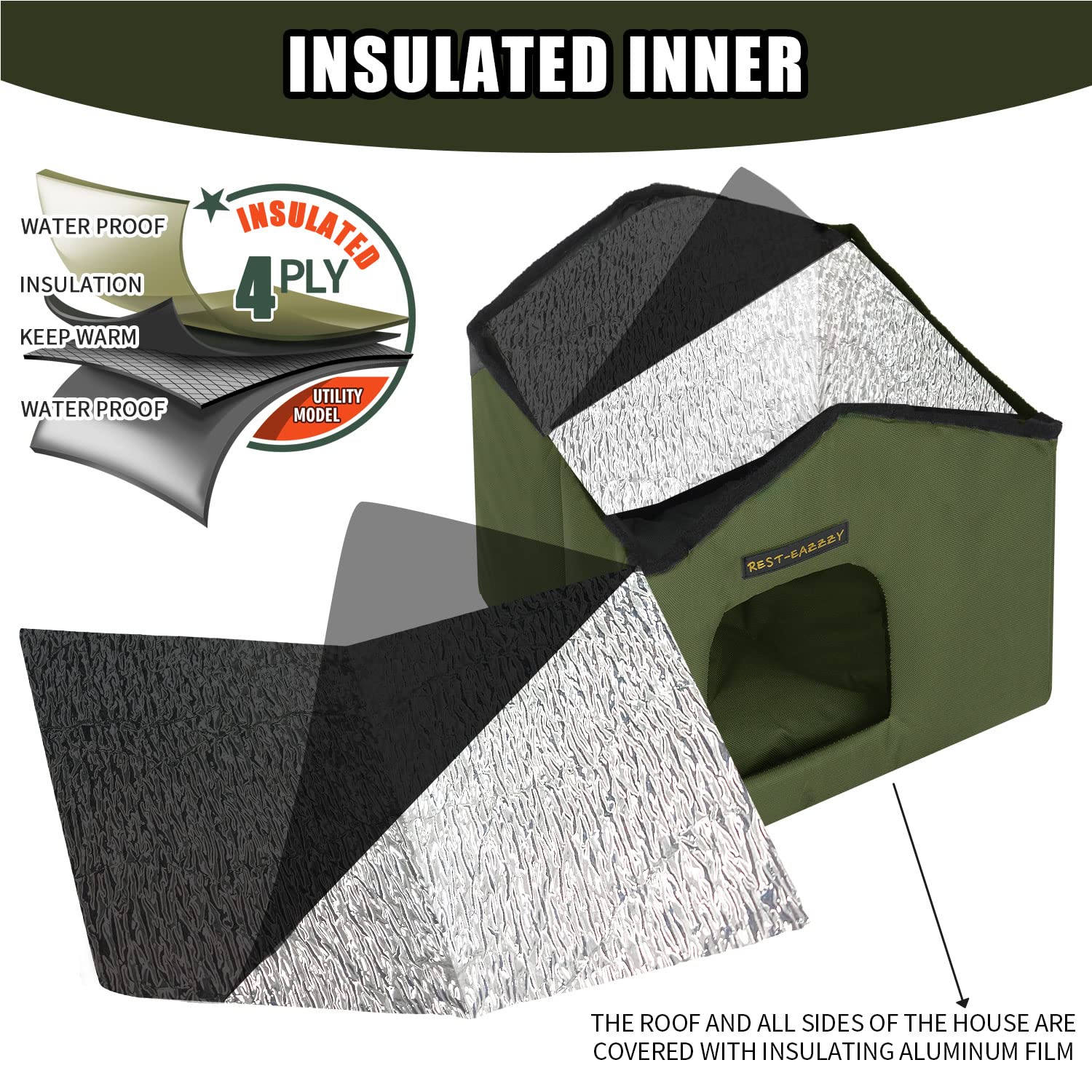 Rest-Eazzzy insulated interior shows self-warming warmth for cold nights.