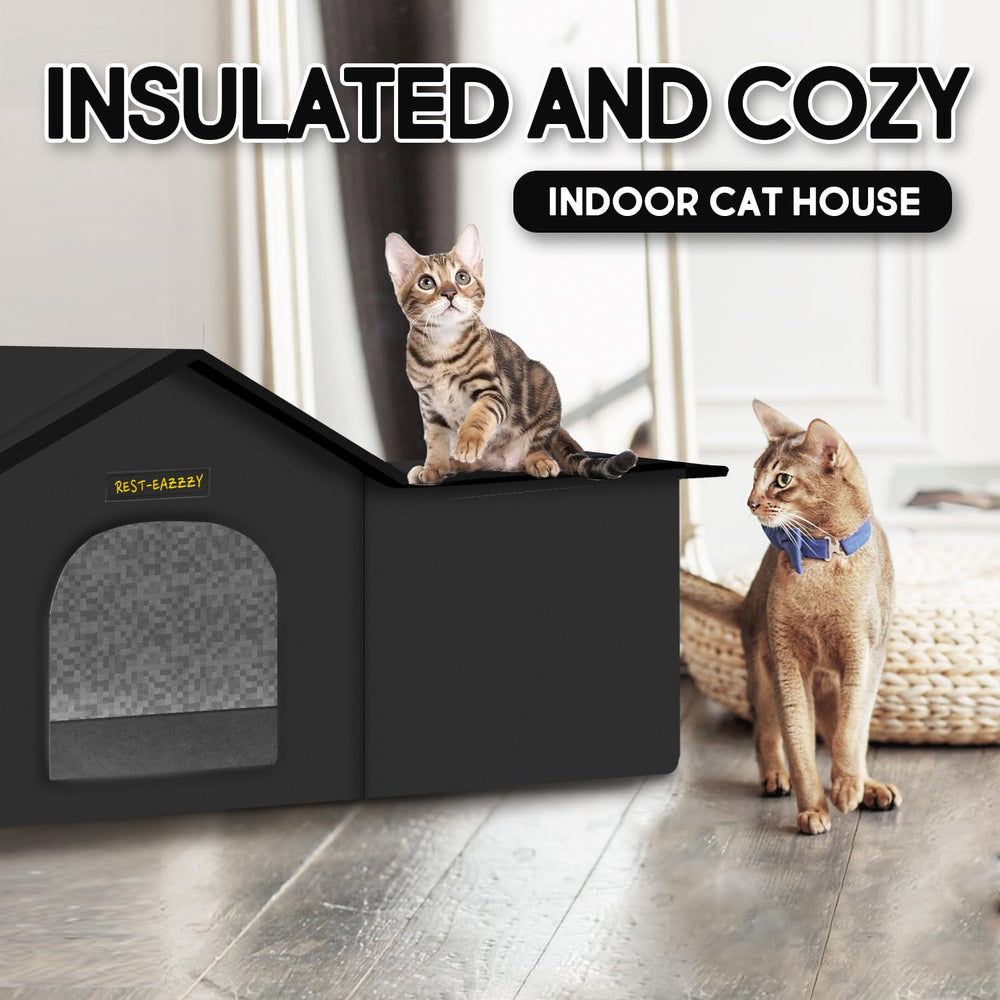 Rest-Eazzzy cat house mat included—machine washable comfort