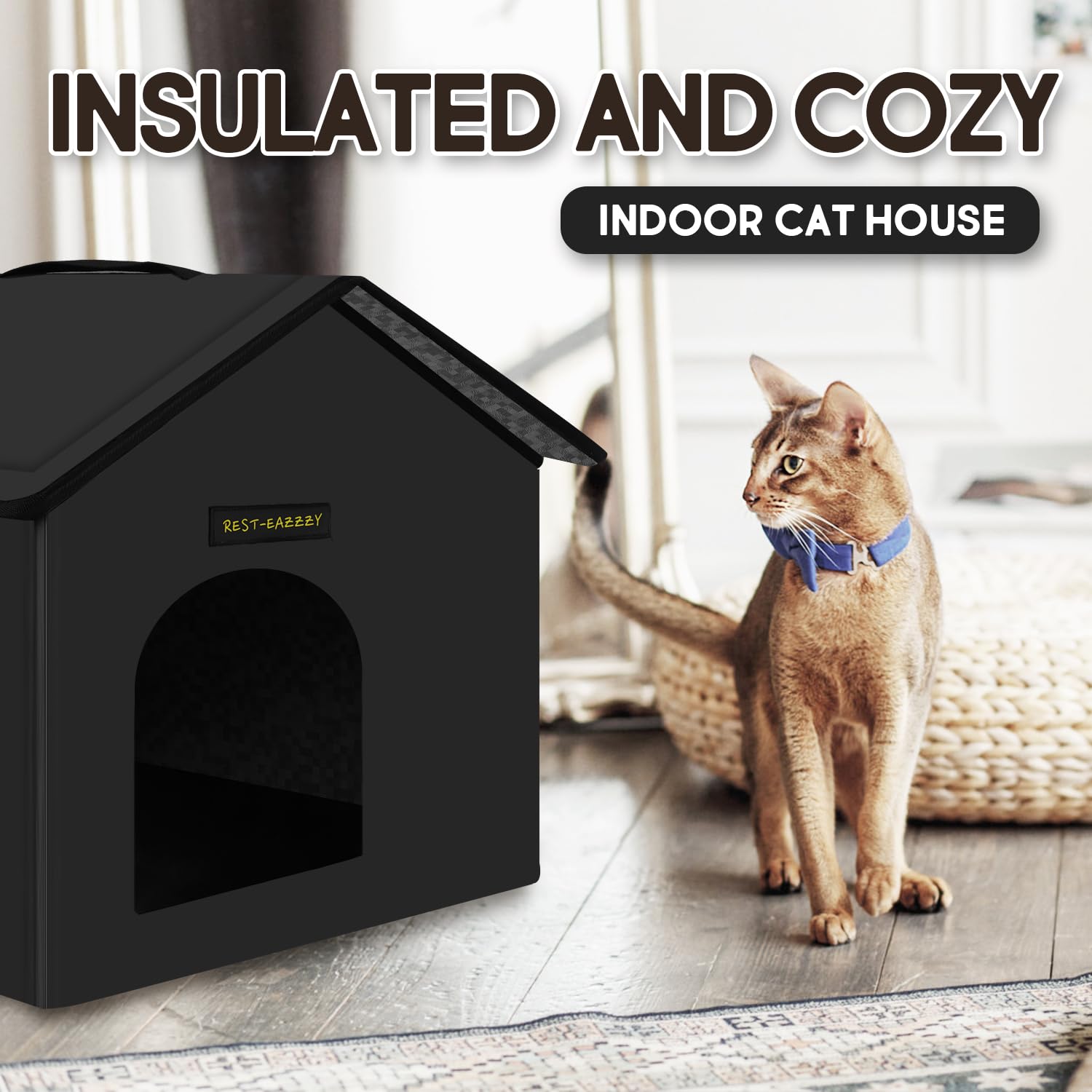 Rest-Eazzzy cat house mat inside highlights washable interior comfort