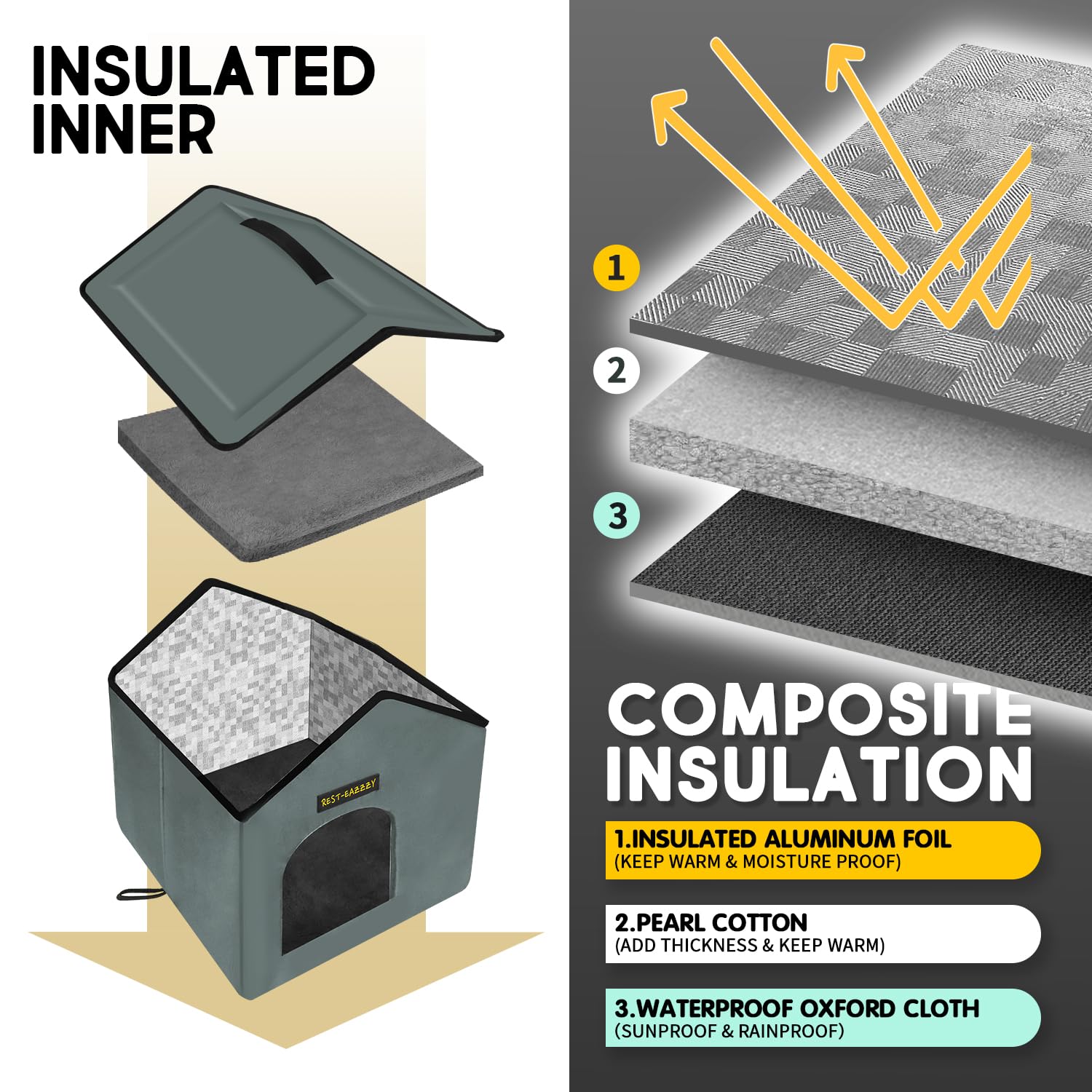Rest-Eazzzy Velcro roof connection helps keep the shelter stable and easy to assemble