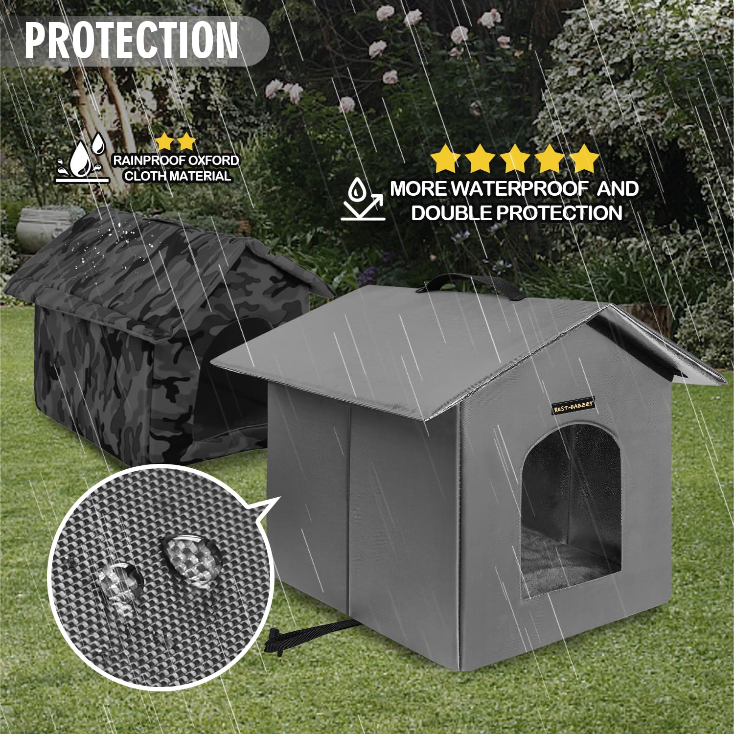 Rest-Eazzzy cat house waterproof roof demonstrates durability for all seasons