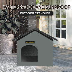 Rest-Eazzzy cat house weatherproof canopy shields against rain while keeping interior dry