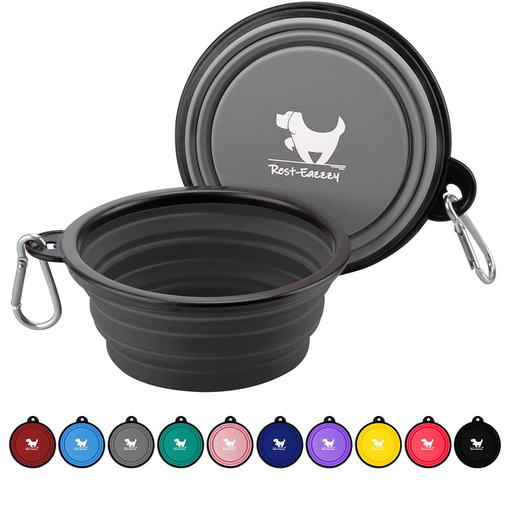 Rest-Eazzzy collapsible bowl silicone-material highlights BPA-free, pet-safe feeding.