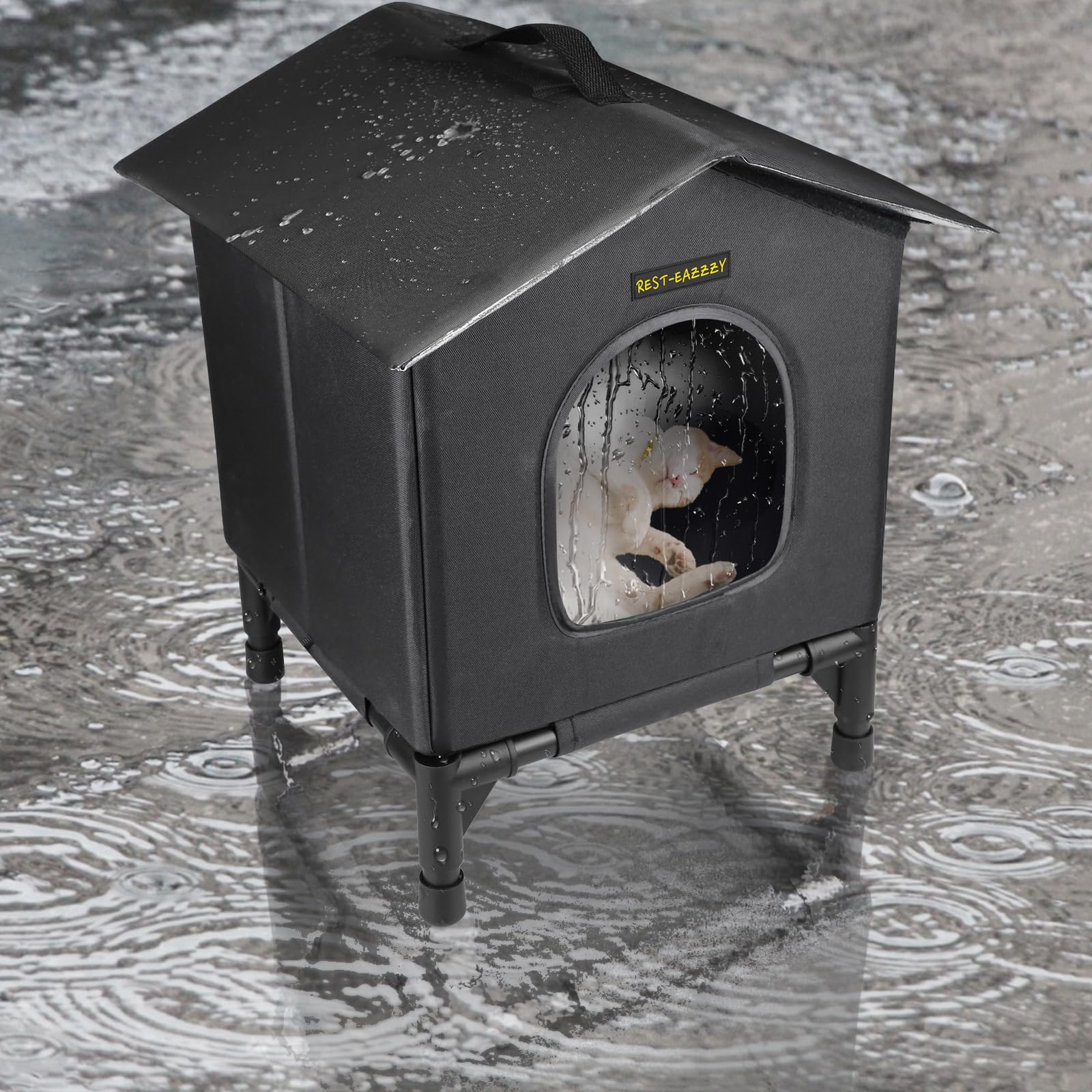 Rest-Eazzzy indoor-outdoor cat shelter suitable as indoor bed or outdoor refuge