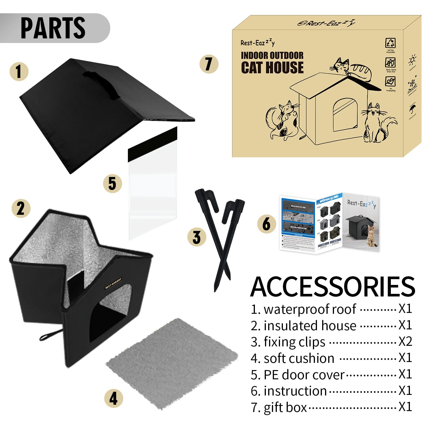 Rest-Eazzzy outdoor cat house easy-assembly for quick setup