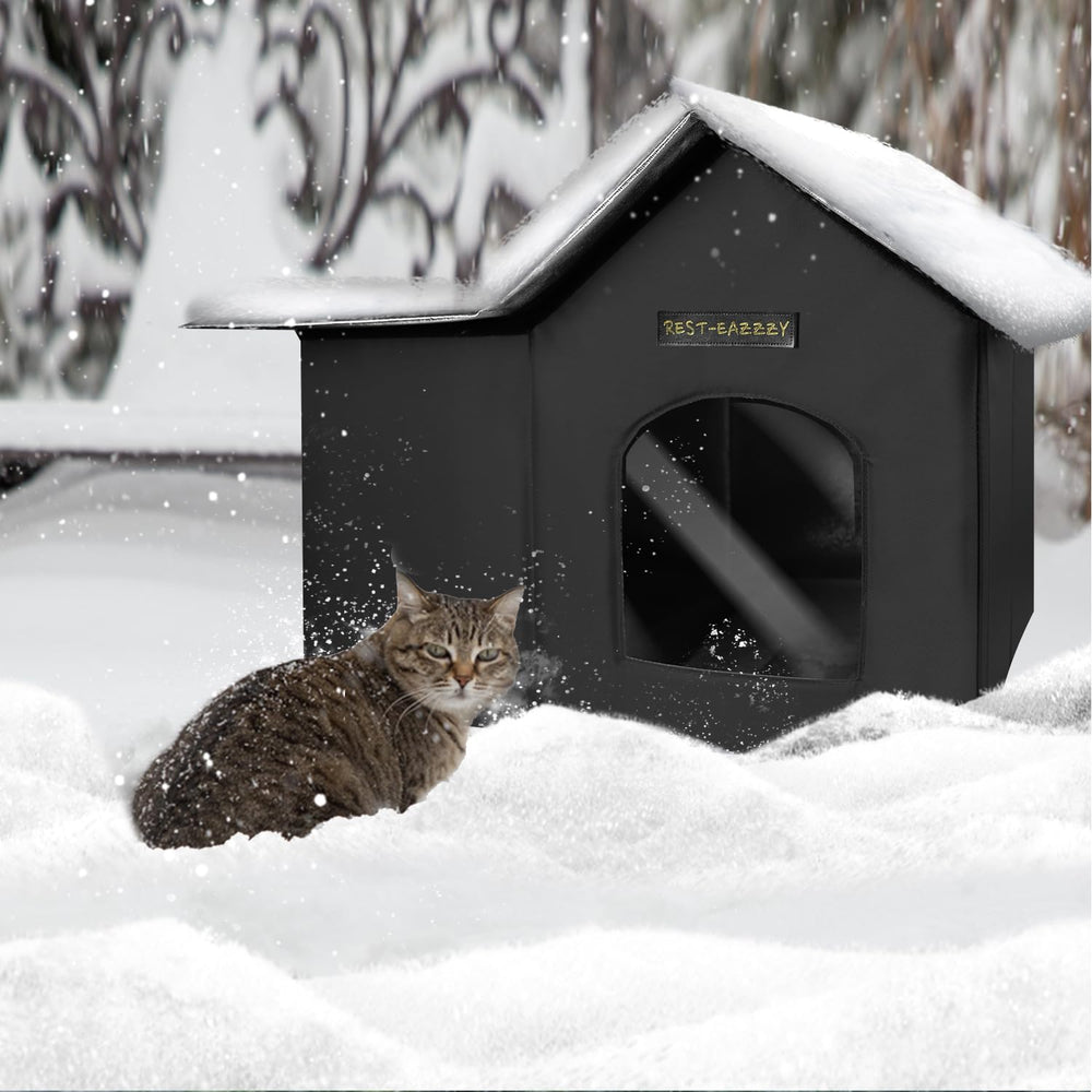 Rest-Eazzzy outdoor cat house portable handle indicates easy relocation for shelter anywhere