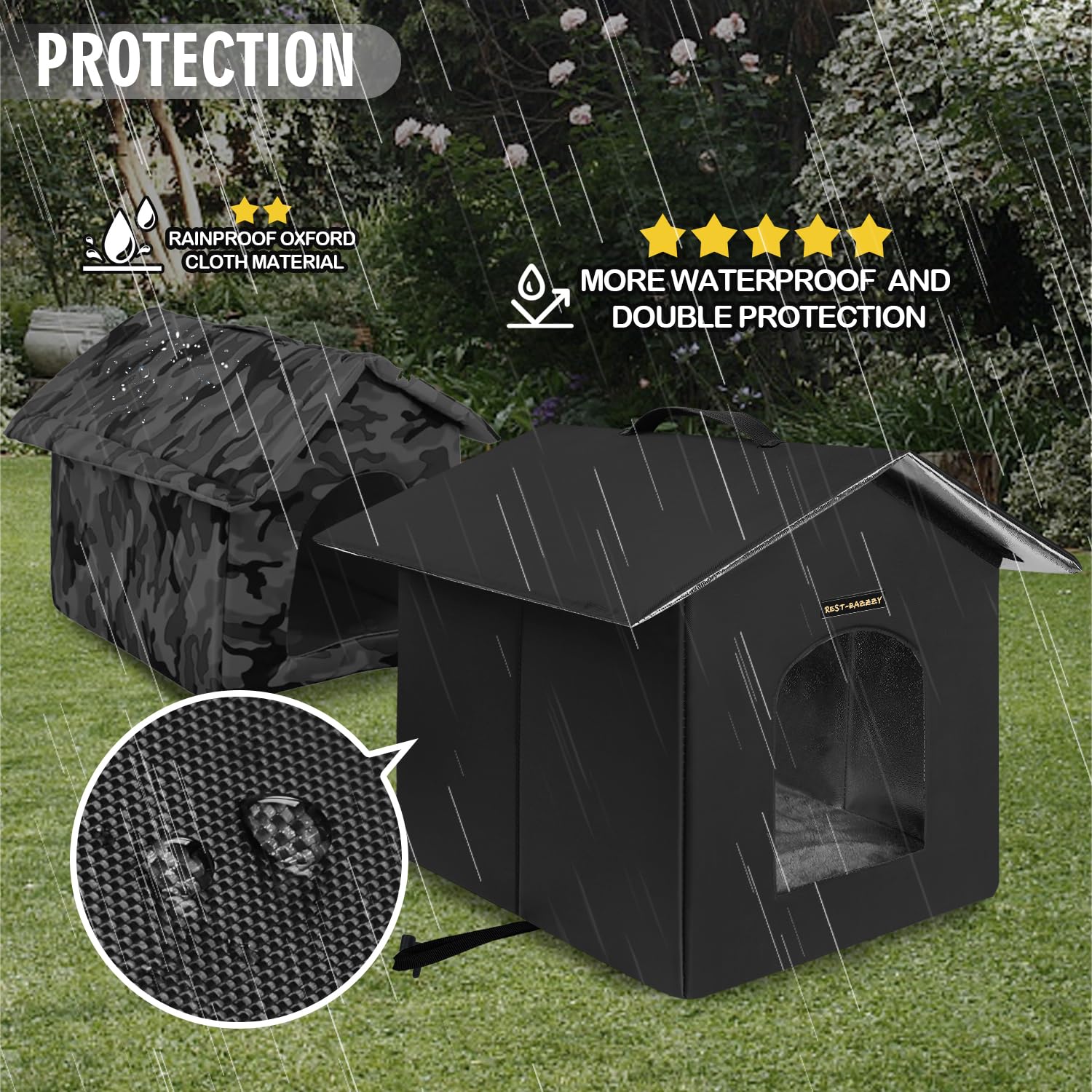 Rest-Eazzzy outdoor cat house sandwich-design panels offer sturdy support