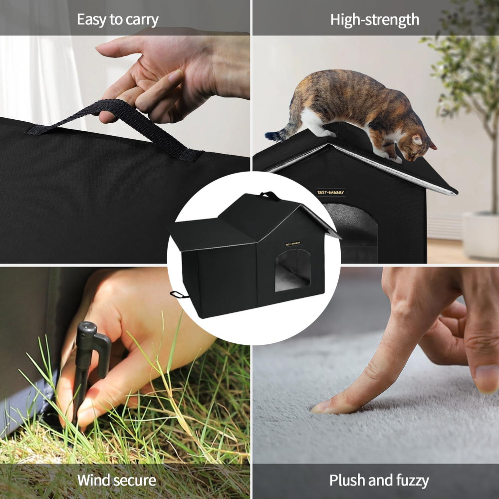 Rest-Eazzzy outdoor cat house side view emphasizes interior space for cats and small puppies
