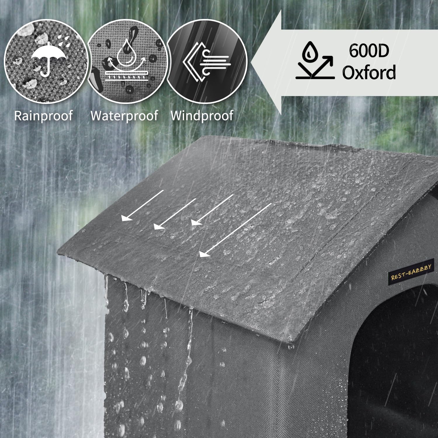 Rest-Eazzzy outdoor cat house weatherproof roof keeps rain out.