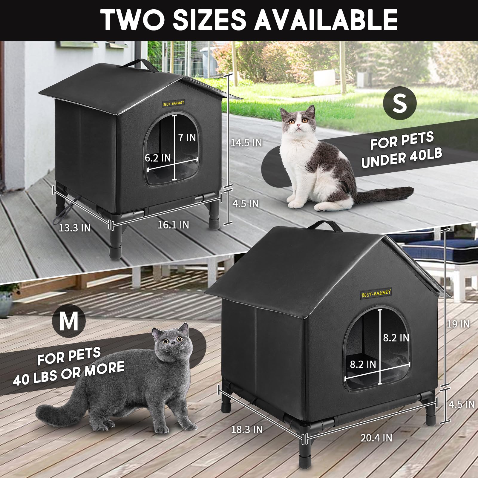 Rest-Eazzzy storm-proof elevated base keeps cats dry above moisture