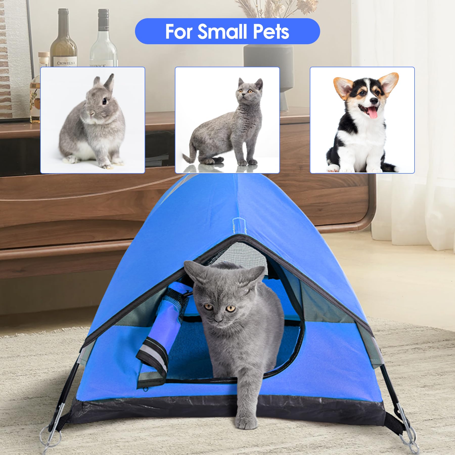 RESTCLOUD Cat Camping Tent measures 21x21x14 inches for small pets