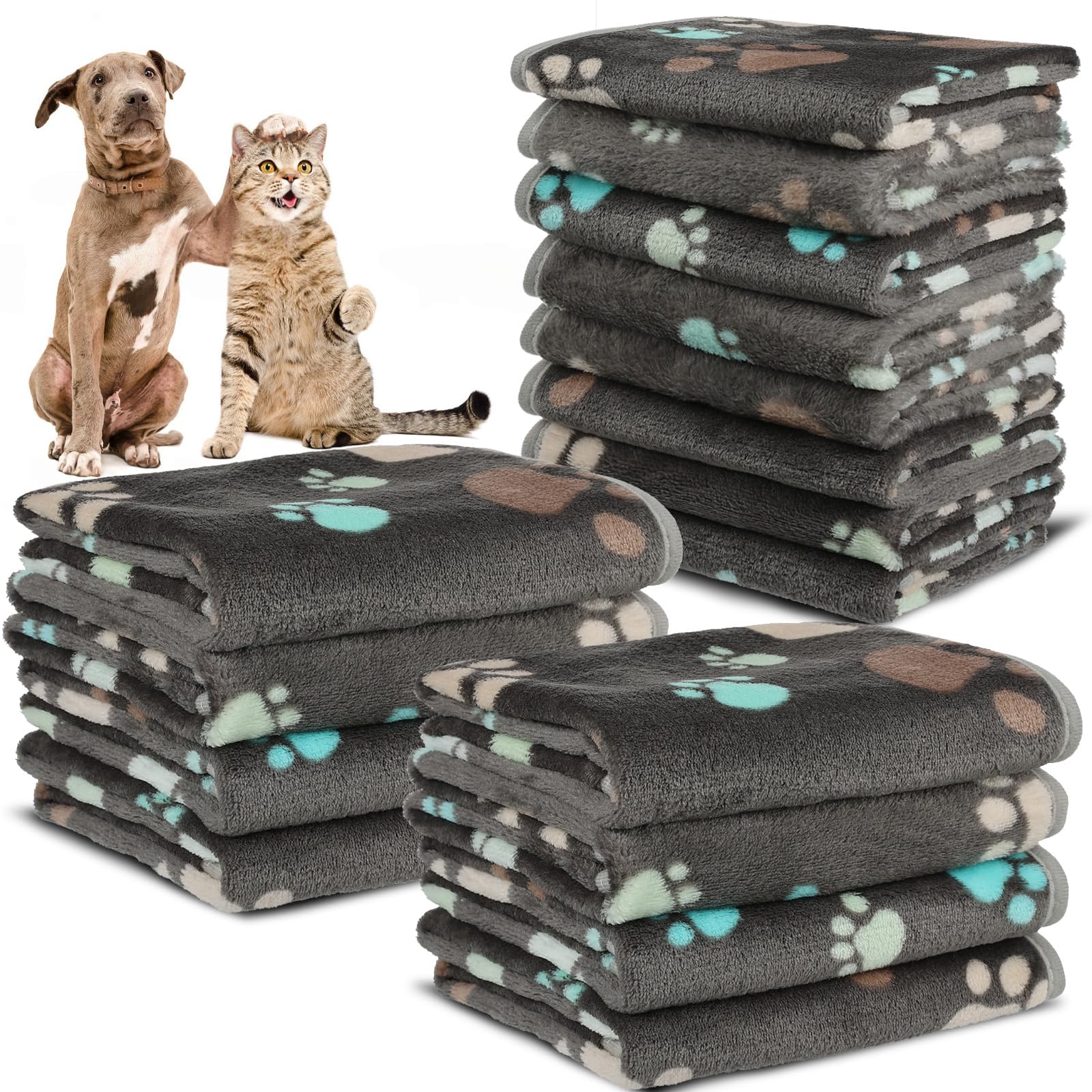 Retainbre 12-pack dog blanket dark gray folded for quick snuggle sessions and easy storage.