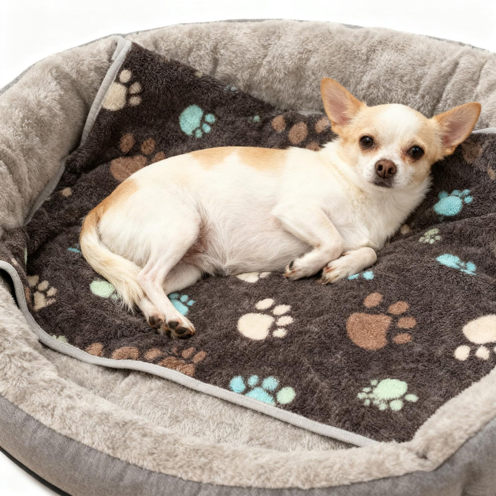 Retainbre 12-pack dog blanket dark gray stack shows cozy warmth for pets.