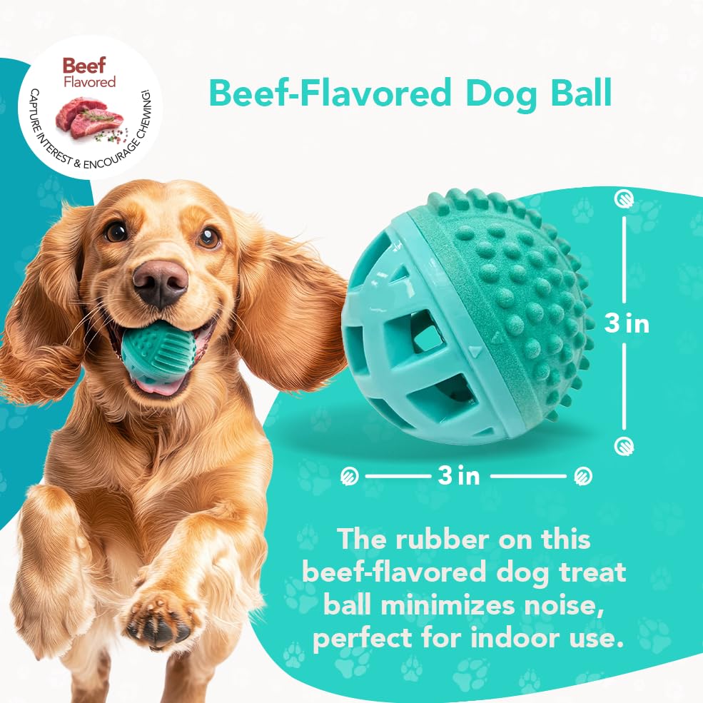 ReThink Pet treat dispenser ball toy treat-hole access demonstrates interactive problem solving and tasty rewards